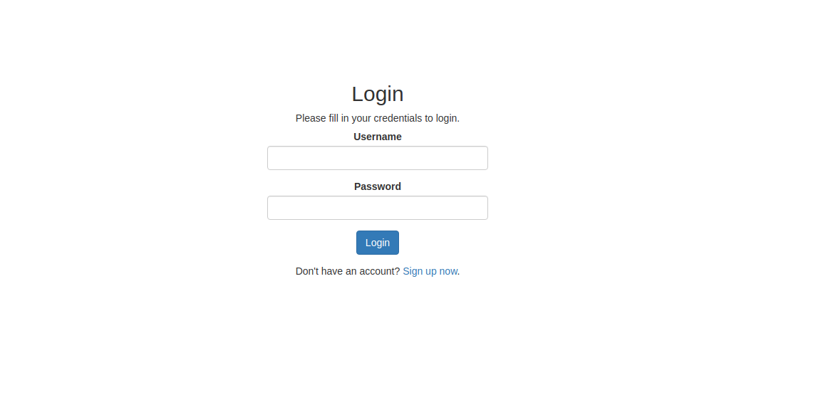 Login page